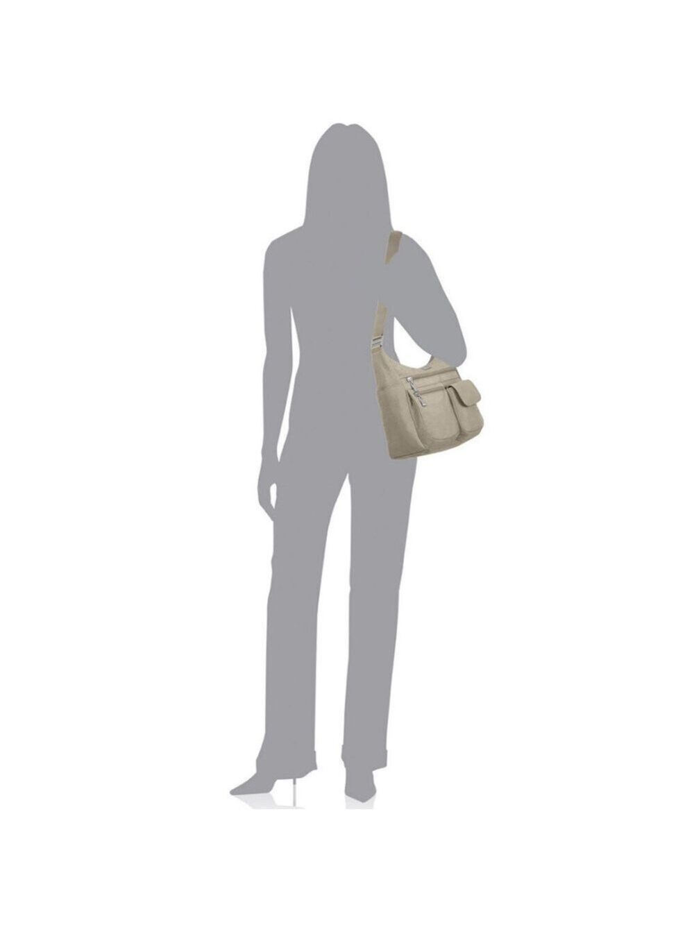 Baggallini Everywhere Bag Crossbody Shoulder Bag with RFID Wristlet Beach Tan - Picture 12 of 13